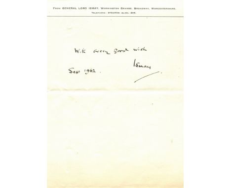 BRITISH ARMY: Small selection of signed clipped pieces and cards etc., by various British Field Marshals and Generals, all of