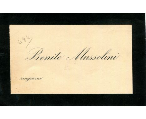 [MUSSOLINI BENITO]: (1883-1945) Italian Fascist Dictator of World War II. The personal printed oblong 12mo black bordered Vis