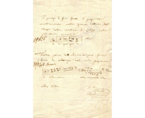 ‘…in the sonambulism scene you will have the cadenza done in the following way…’ VERDI GIUSEPPE: (1813-1901) Italian Composer
