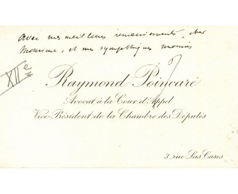 POINCARE RAYMOND: (1860-1934) French statesman who served as Prime Minister of France 1912-13, 1922-24 and 1926-29 and as Pre
