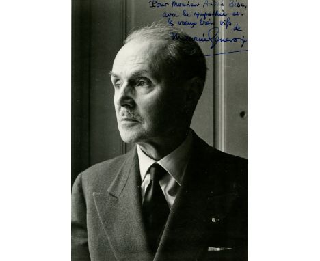 GENEVOIX MAURICE: (1890-1980) French author. Vintage signed and inscribed 5 x 7 photograph of Genevoix in a head and shoulder
