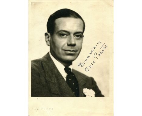 PORTER COLE: (1891-1964) American composer and songwriter. Vintage signed sepia 5 x 7 photograph of Porter in a head and shou