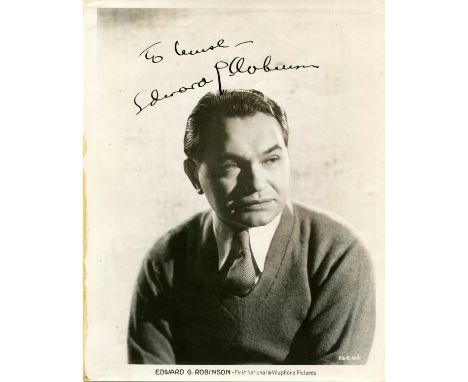 ROBINSON EDWARD G.: (1893-1973) Romanian-born American actor, Academy Award winner. A good vintage signed and inscribed 8 x 1