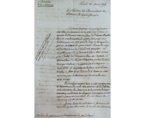 DECRES DENIS: (1761-1820) Duke of Decrès. French Navy Officer. A very interesting content letter relating to the abolition of