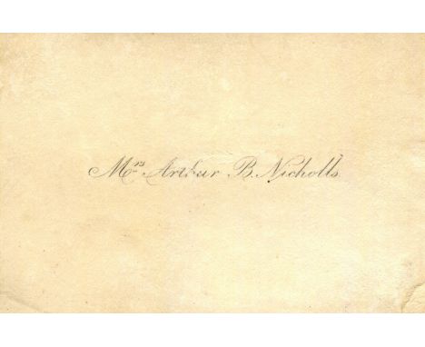 [BRONTE CHARLOTTE]: (1816-1855) English novelist and poet. The personal printed oblong 12mo Visiting Card of Charlotte Bronte