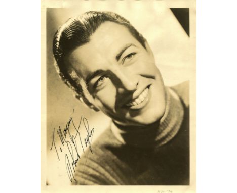 TAYLOR ROBERT: (1911-1969) American actor. Vintage signed and inscribed sepia 8 x 10 photograph of Taylor in a close-up smili