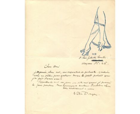 VAN DONGEN KEES: (1877-1968) Dutch-French painter. A.L.S., Van Dongen, one page, 4to, Rue Juliette Lamber, Paris, n.d., to a 