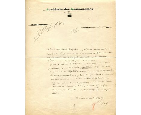 CURNONSKY: (1872-1956) Maurice Edmond Sailland. French writer, known as the Prince of Gastronomy, one of the most celebrated 