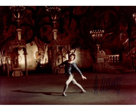 NUREYEV RUDOLF (1938-1993) Soviet ballet dancer. Signed colour 9.5 x 7 photograph of Nureyev in a full-length dance pose, wit