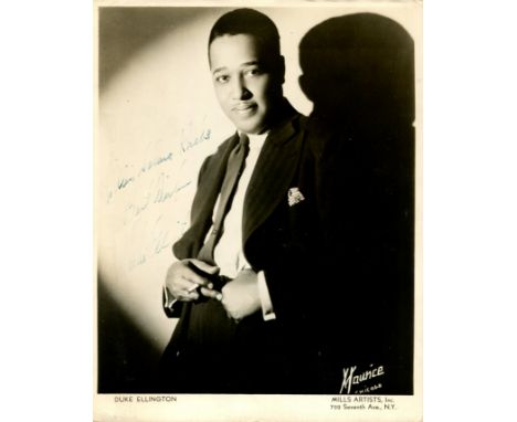 ELLINGTON DUKE: (1899-1974) American jazz composer and pianist. Vintage signed and inscribed 8 x 10 photograph of the youthfu
