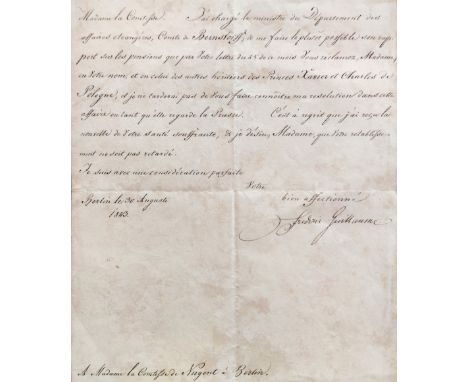 FREDERICK WILLIAM III: (1770-1840) King of Prussia 1797-1840. L.S., Frederic Guillaume, one page, 4to, Berlin, 30th August 18