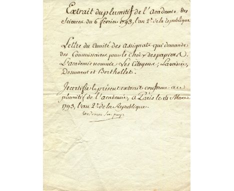 CONDORCET NICOLAS DE: (1743-1794) Marquis de Condorcet. French philosopher & mathematician. D.S., Condorcet, in his capacity 