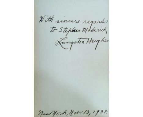 HUGHES LANGSTON: (1901-1967) American poet, a leader of the Harlem Renaissance. Book signed and inscribed, being a hardback e