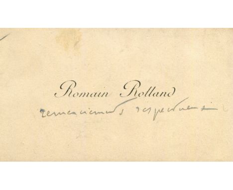 ROLLAND ROMAIN: (1866-1944) French dramatist &amp; novelist, Nobel Prize winner for Literature, 1915. The personal printed ob