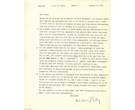 ‘….your small investment in me has paid off already, I’m sure.  And will continue to pay’RAY MAN: (1890-1976) American visual