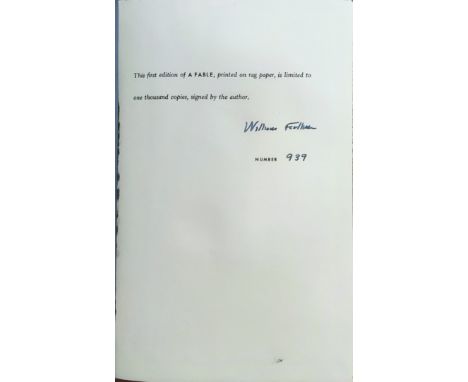 FAULKNER WILLIAM: (1897-1962) American writer, Nobel Prize winner for Literature, 1949. Book signed, being a hardback edition