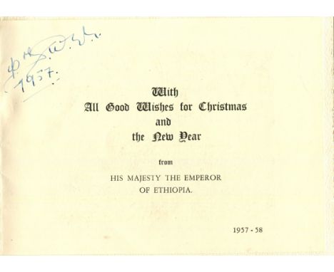 HAILE SELASSIE I: (1892-1975) Ethiopian Regent Plenipotentiary 1916-30 and Emperor 1930-74. Vintage signed Christmas greeting