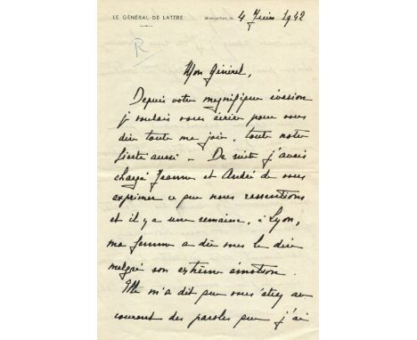 ‘Your escape further affirms our confidence in the destinies of France, since it gave birth to sons like you’ DE LATTRE DE TA