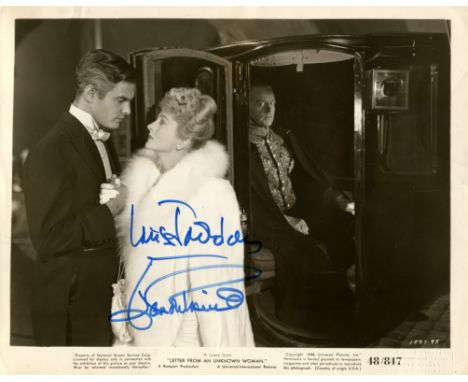 LETTER FROM AN UNKNOWN WOMAN: Signed 10 x 8 photograph by both Joan Fontaine (Lisa Berndle) and Louis Jourdan (Stefan Brand) 