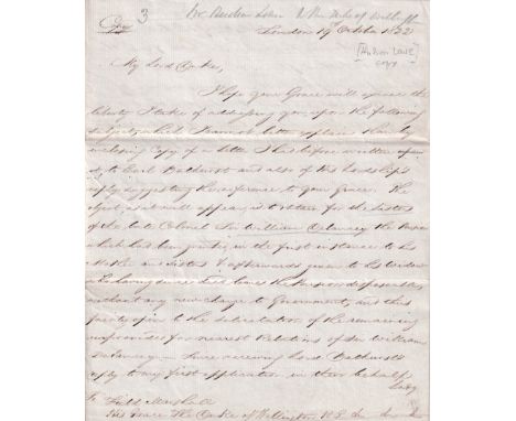 [LOWE HUDSON - LORD WELLINGTON]: (1769-1844) Anglo-Irish Soldier and Colonial Administrator, Governor of St Helena where he w