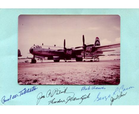 ENOLA GAY: A good multiple signed colour 7 x 5 photograph by six crew members of the Enola Gay, the Boeing B-29 Superfortress