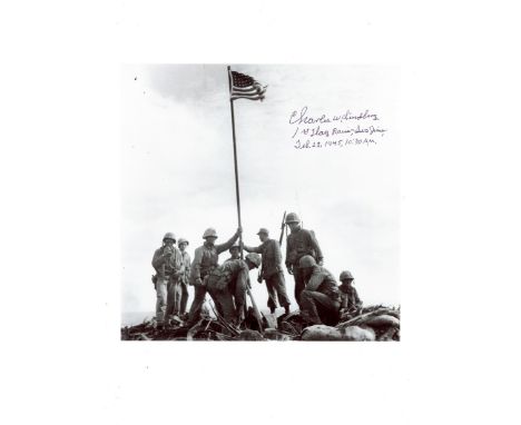 LINDBERG CHARLES W. (1920-2007) American Marine of World War II, one of the flag raisers during the Battle of Iwo Jima, 1945.