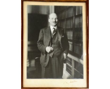 ATTLEE CLEMENT: (1883-1967) British Prime Minister 1945-51. A fine vintage signed 8 x 11.5 photograph of Attlee, the image de