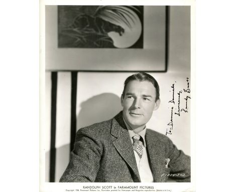 AMERICAN ACTORS: Randolph Scott (1898-1987) American actor, remembered for his roles in Western films. Signed and inscribed 8