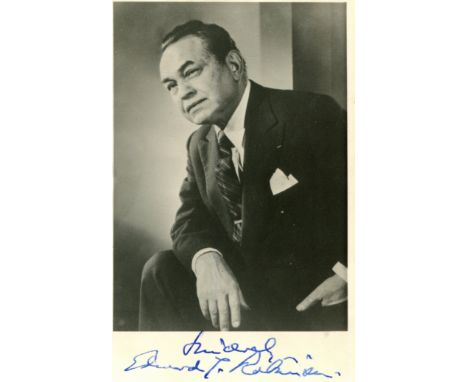ROBINSON EDWARD G.: (1893-1973) Romanian-American actor, recipient of an Academy Honorary Award. Vintage signed 3.5 x 6 photo