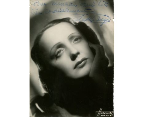 PIAF EDITH: (1915-1963) French Singer. Vintage signed and inscribed 5 x 7 photograph of Piaf, the Harcourt Paris image depict