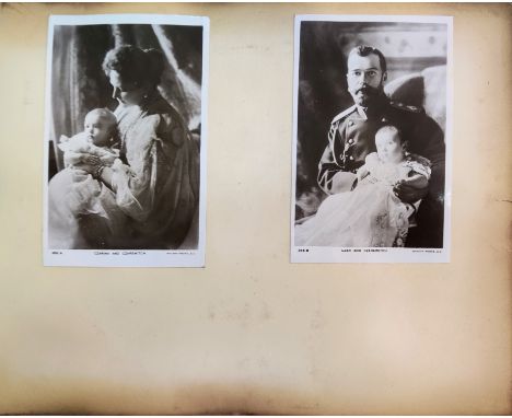 [HOUSE OF ROMANOV]: An early 20th century oblong 4to hardbound album containing over fifty unsigned postcard photographs and 