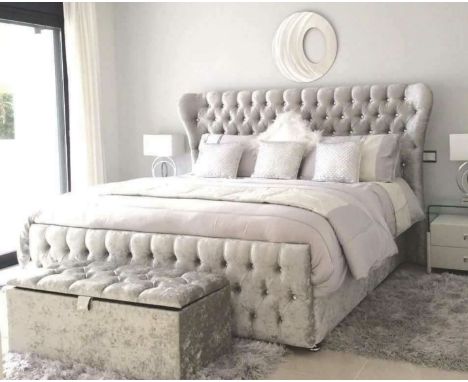{ Option of lots:  28 } Majestic King Size Sleigh Bed Naples Silver This a stunning addition to the bedroom, this eloquent wi