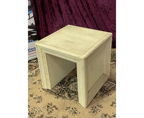 Portrait Oak Carved Side Table Cream White The Portrait Side Table Made From Solid 100% Oak That Has Been Bleached To Achieve