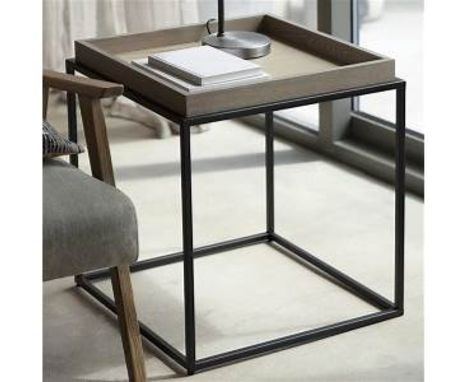 Forden Tray Side Table Natural The Simple Angular Black Metal Frame Allows A Clear View Of The Floor And Wall Surface Around 