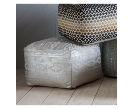 { Option of lots:  648, 649 } Metallica Pouffe Silver Practical and stylish, this metallic pouffe features a subtle design. T