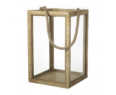 Zula Lantern Natural Bamboo &amp; Glass 360x290mm