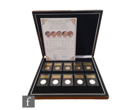 An Elizabeth II The Sovereign 2017-2021 Five Year Coin and Plaster set, The Dragon Conquered, certificate and cased. 