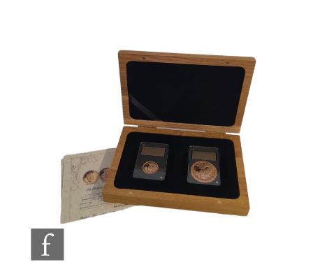 An Elizabeth II The Dragon Attacks Flames Edition Two Coin Set comprising a full and a quintuple sovereign both dated 2020, c