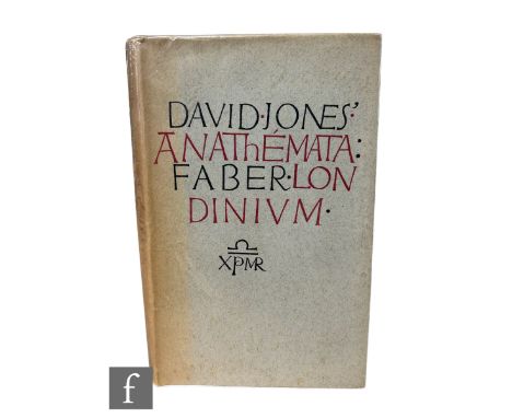 Jones, David - 'The Anathemata', published by Faber and Faber Ltd, London, 1953, first edition, pale brown cloth boards with 