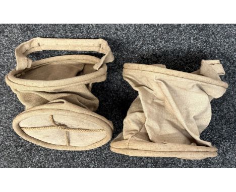 Pair of Post War French Army folding canvas water carriers dated 1952. Both is unissued condition. (2) 
