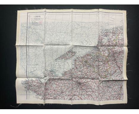 WW2 British RAF Silk Escape Map of France Code letter C/D. 