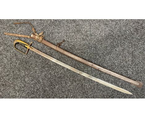 Pre-WW2 Polish Officer’s Sword wz.21 with triple fullered single edged blade 795mm in length with etched decoration of Polish