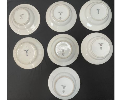 WW2 Third Reich Heer issued ceramic Bowls and one plate. All are marked with the Heer eagle and are maker marked and dated. (