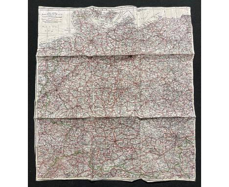 WW2 British RAF Silk Escape Map of Germany. Code letter A. Single Sided Map. Sewn edge. 