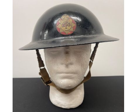 WW2 British NFS Steel Helmet with original black painted finish and National Fire Service decal to front. Complete with liner