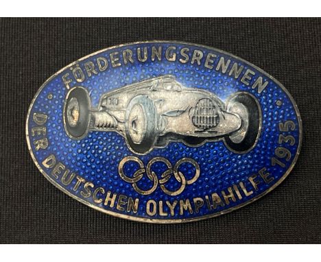 Third Reich Enamel Event Badge ‘Förderungsrennen der Deutschen Olympiahilfe’, 1935. "Sponsored Race of German Olympic Support