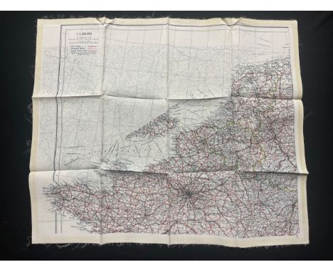 WW2 British RAF Silk Escape Map of France Code letter C/D. 