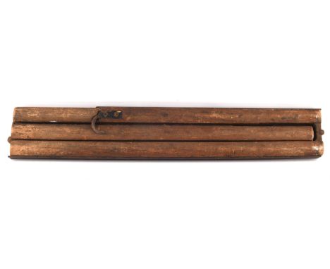 A folding Moring Ladder By Hodgkinson Ambergate, solid ash construction with steel reinforcements, steps and hooks, articulat
