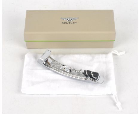 Bentley corkscrew - chrome plated in shape of Bentley Arnage door handle inside soft bag in Bentley branded box. Please note 