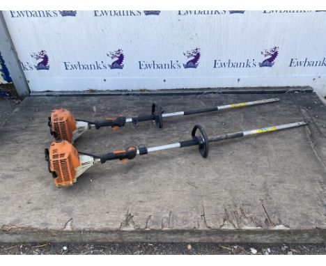 2 x STIHL HL75 petrol multi tools with long reach hedge cutter. Please note this lot has the standard Ewbank's standard buyer